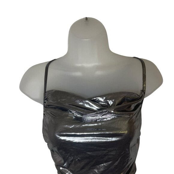 Cider Metallic Silver Crop Blouse XS Adjustable Straps - Picture 4 of 5